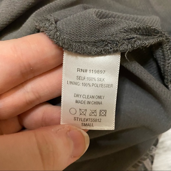 Collective Concepts Preppy Gray Silk Floral Boho Retro Sleeveless Y2K Dress - Picture 6 of 7